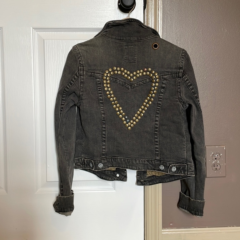 Free People black denim jacket
